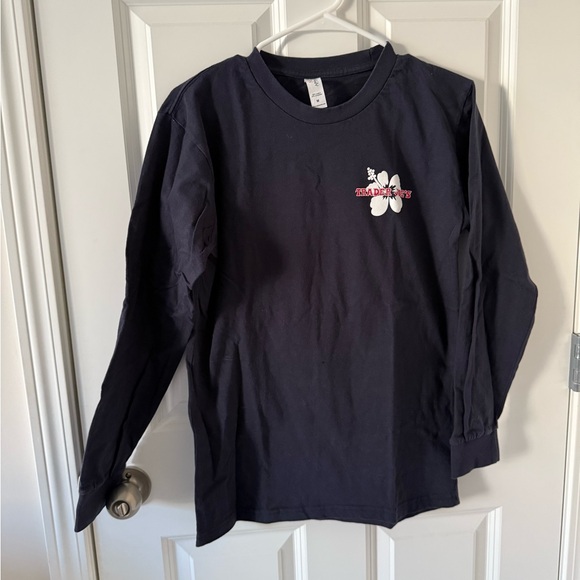 Men's Black Long Sleeve Tee with Floral Accent - Picture 1 of 2